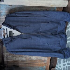 Jachs New York Sherpa Lined Navy Waffle Full Zip Hooded Sweatshirt - Men's XL